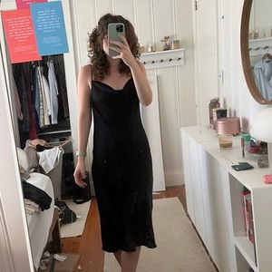 zara satin cowl neck dress